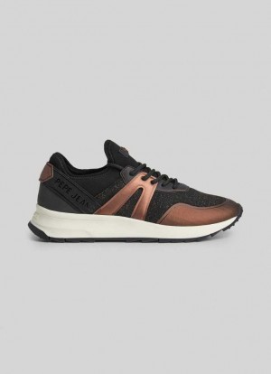 Zapatillas Pepe Jeans Joy Bright Combined Trainers Mujer Marrones | 496KEGJAS