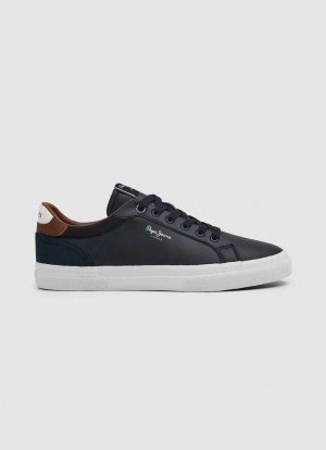 Zapatillas Pepe Jeans Kenton Court Combined Sneakers Hombre Azul Marino | 804SIOGVE