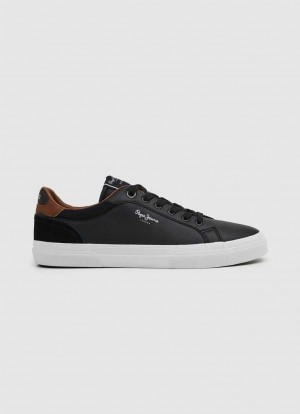 Zapatillas Pepe Jeans Kenton Court Combined Sneakers Hombre Negras | 732NYPIDR
