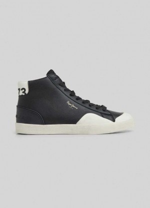 Zapatillas Pepe Jeans Kenton Vintagehigh Trainers Hombre Negras | 360ULIRFD
