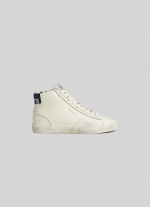 Zapatillas Pepe Jeans Kenton Vintagehigh Trainers Mujer Blancas | 054LJMSCZ