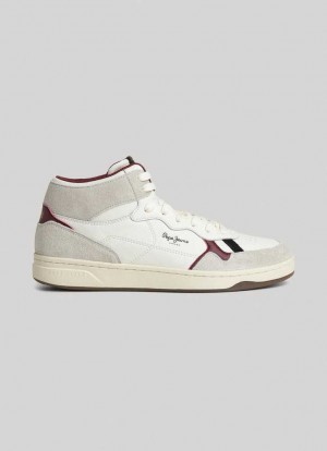 Zapatillas Pepe Jeans Kore Basket Retro Trainers Hombre Blancas | 590LBANXE