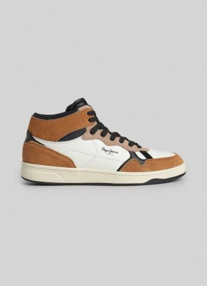 Zapatillas Pepe Jeans Kore Basket Retro Trainers Hombre Marrones | 981OKCJQW