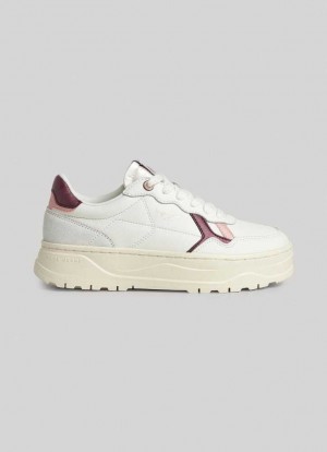 Zapatillas Pepe Jeans Kore Poppy Cuero Trainers Mujer Blancas | 034OPEBXH