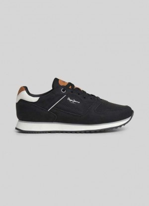 Zapatillas Pepe Jeans London Calle Correr Shoes Hombre Negras | 360HVLQKM