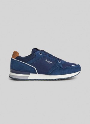 Zapatillas Pepe Jeans London Carretera Correr Shoes Hombre Azul Marino | 976TEJDQL
