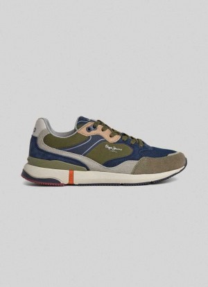 Zapatillas Pepe Jeans London Pro Combined Trainers Hombre Kaki Verde | 698COIXAP