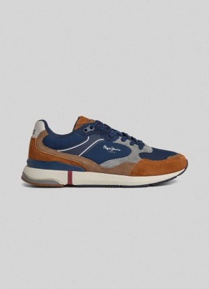 Zapatillas Pepe Jeans London Pro Combined Trainers Hombre Marrones | 658IQMYDV