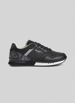 Zapatillas Pepe Jeans London Rider Correr Shoes Mujer Negras | 346UGRCIJ