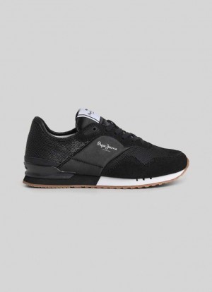 Zapatillas Pepe Jeans London Sequins Correr Shoes Mujer Negras | 675AGCYJB