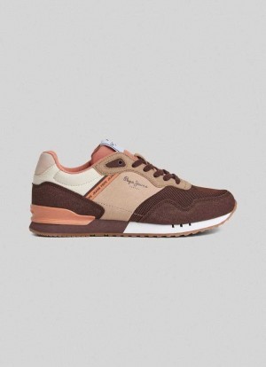 Zapatillas Pepe Jeans London Tawny Correr Shoes Mujer Marrones Oscuro | 704RKOZUG