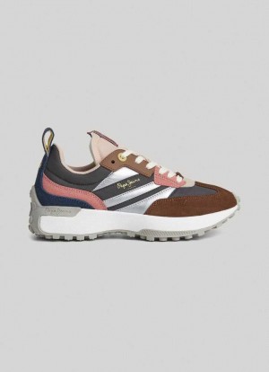 Zapatillas Pepe Jeans Lucky Grand Combined Trainers Mujer Marrones | 527WYFXEN