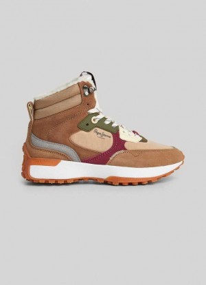 Zapatillas Pepe Jeans Lucky Treck Combined Trainers Mujer Rosas | 153AOUNGR