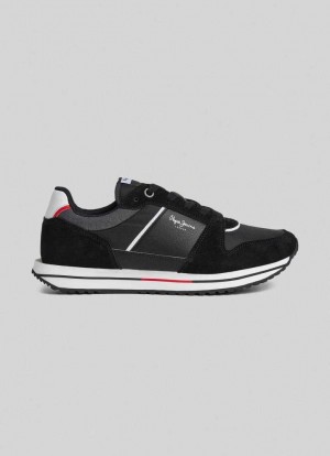Zapatillas Pepe Jeans Tour Basic Correr Shoes Hombre Negras | 589EMVZGW