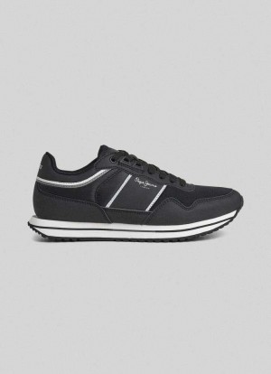 Zapatillas Pepe Jeans Tour Club Correr Shoes Hombre Negras | 412JGBXTM