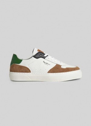 Zapatillas Pepe Jeans Yogi Calle Cuero Trainers Hombre Marrones | 468VHRONW